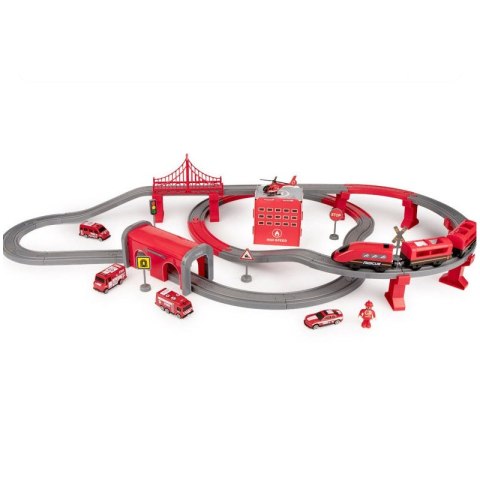 WOOPIE Kolejka Elektryczna Tor Samochodowy Straż Helikopter Auta 92 el. WOOPIE Kolejka Elektryczna Tor Samochodowy Straż Helikopter Auta 92 el.