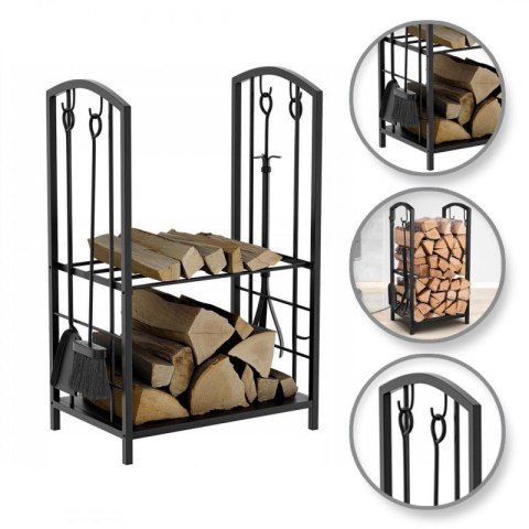 Stojak, Kosz metalowy na drewno kominkowe z akcesoriami 73x40x30cm SND05 Stojak, Kosz metalowy na drewno kominkowe z akcesoriami 73x40x30cm SND05