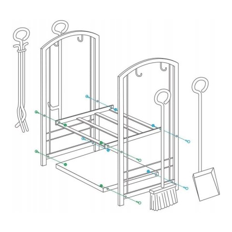 Stojak, Kosz metalowy na drewno kominkowe z akcesoriami 73x40x30cm SND05 Stojak, Kosz metalowy na drewno kominkowe z akcesoriami 73x40x30cm SND05